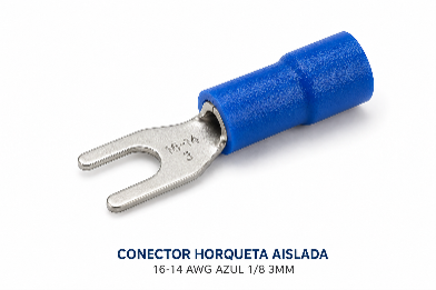 CONECTOR HORQUETA AISLADA - 16-14 AWG AZUL 1/8 3MM