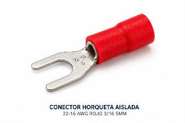 CONECTOR HORQUETA AISLADA - 22-16 AWG ROJO 3/16 5MM