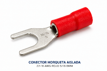 CONECTOR HORQUETA AISLADA - 22-16 AWG ROJO 5/16 8MM