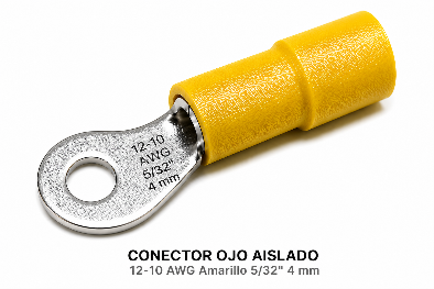 CONECTOR OJO AISLADO - 12-10 AWG Amarillo 5/32" 4 mm