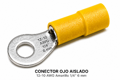 CONECTOR OJO AISLADO - 12-10 AWG Amarillo 1/4" 6 mm