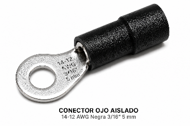 CONECTOR OJO AISLADO - 14-12 AWG negra 3/16" 5 mm