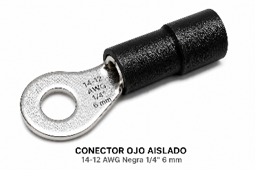 CONECTOR OJO AISLADO - 14-12 AWG negra 1/4" 6 mm