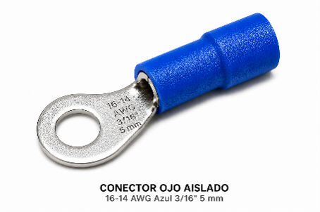 CONECTOR OJO AISLADO - 6 AWG Azul 3/8" 10 mm