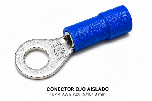 CONECTOR OJO AISLADO - 16-14 AWG Azul 5/16" 8 mm