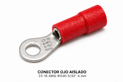 CONECTOR OJO AISLADO - 22-16 AWG rojo 5/32" 4 mm