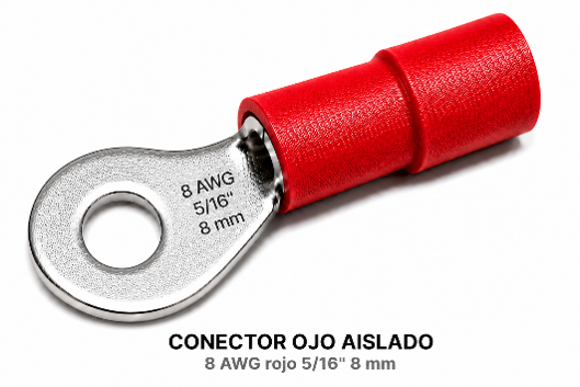 CONECTOR OJO AISLADO - 12-10 AWG Amarillo 5/16" 8 mm